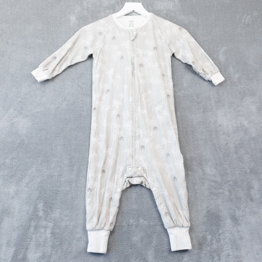 NEST DESIGNS One Piece Pajamas‎ Soft Bamboo Cotton Palm Tree Hut Print Sz 2T-3T